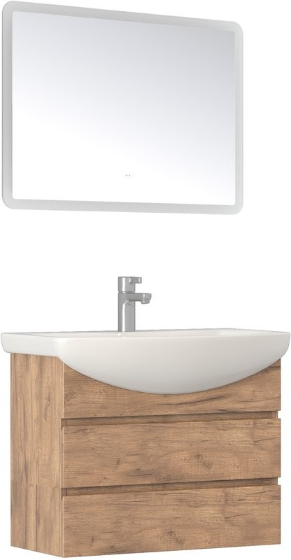 Мебель для ванной комнаты Vigo Wing 70 подвесная, дуб золотой, раковина Балтика 70