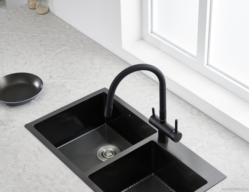 Смеситель для кухни Emar Steel ЕС - 3015 black