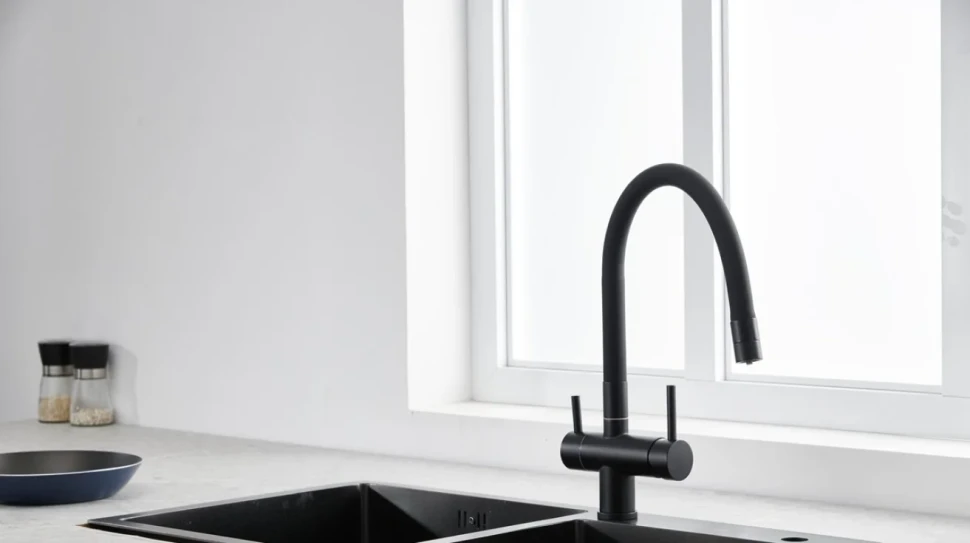 Смеситель для кухни Emar Steel ЕС - 3015 black
