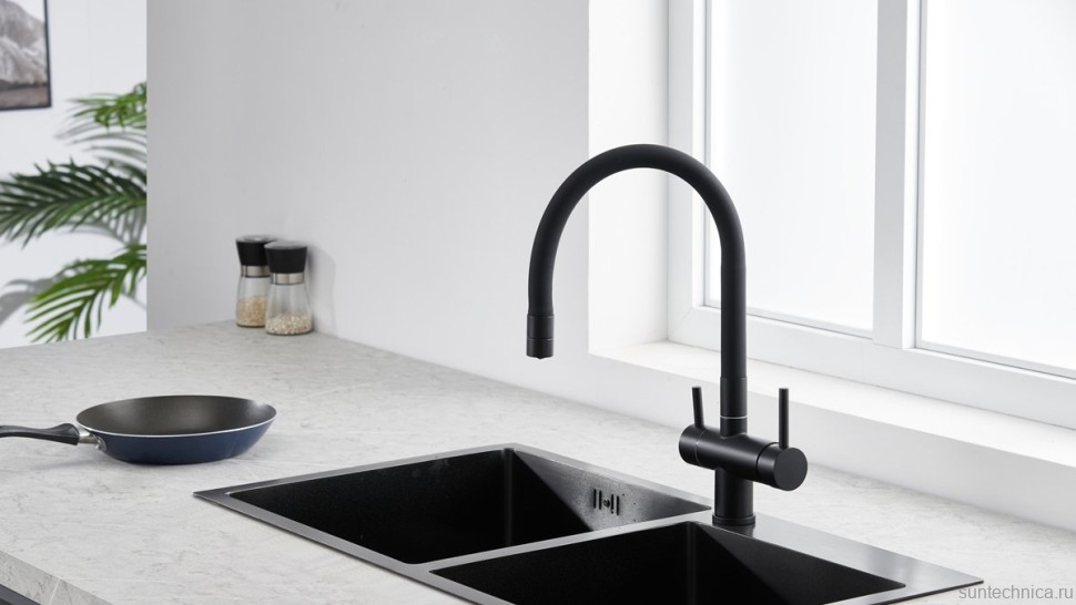 Смеситель для кухни Emar Steel ЕС - 3015 black