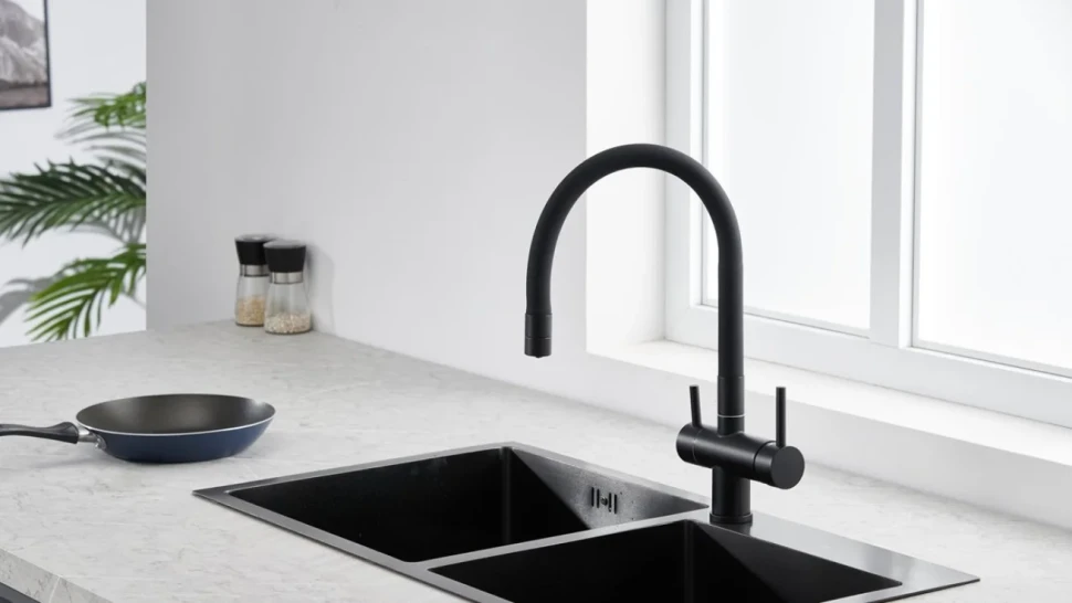 Смеситель для кухни Emar Steel ЕС - 3015 black