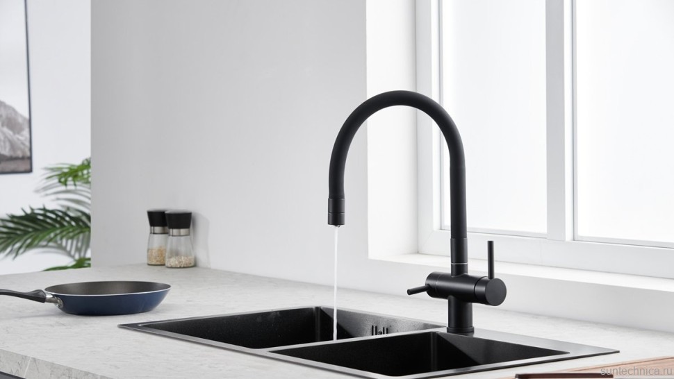 Смеситель для кухни Emar Steel ЕС - 3015 black