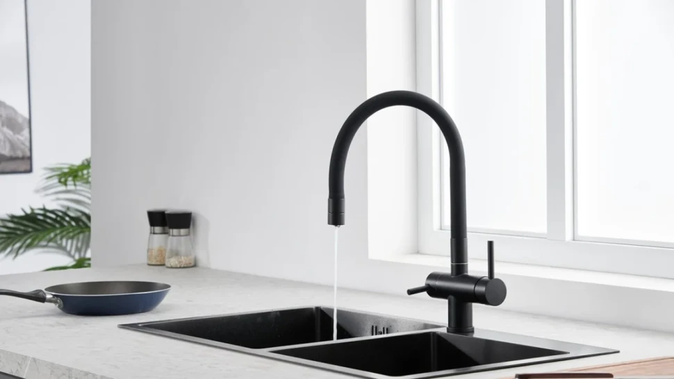 Смеситель для кухни Emar Steel ЕС - 3015 black