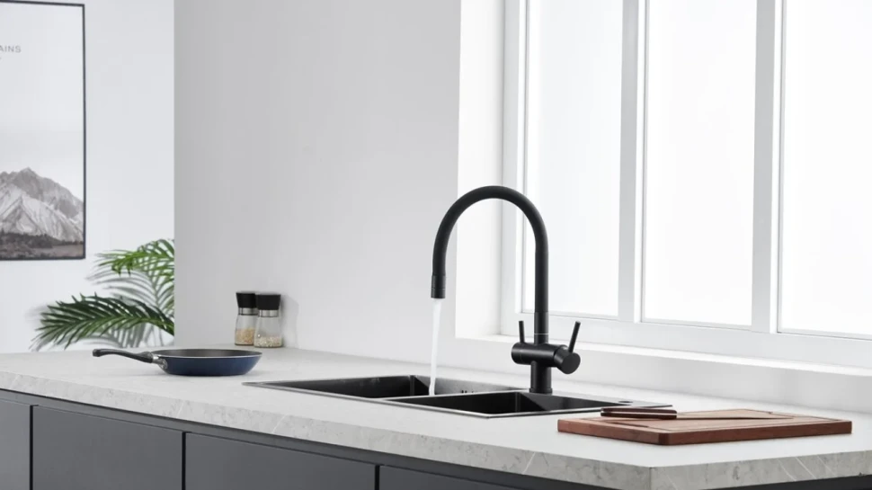 Смеситель для кухни Emar Steel ЕС - 3015 black