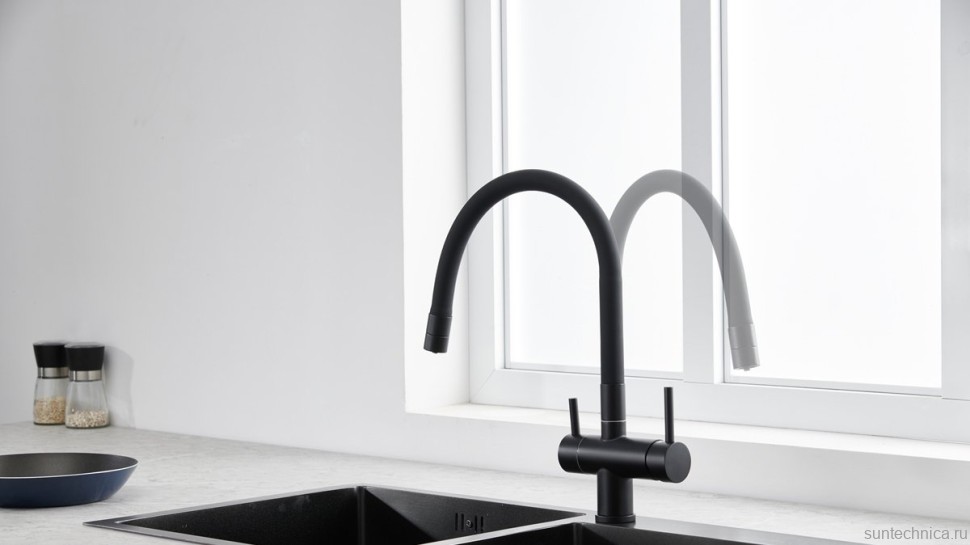 Смеситель для кухни Emar Steel ЕС - 3015 black