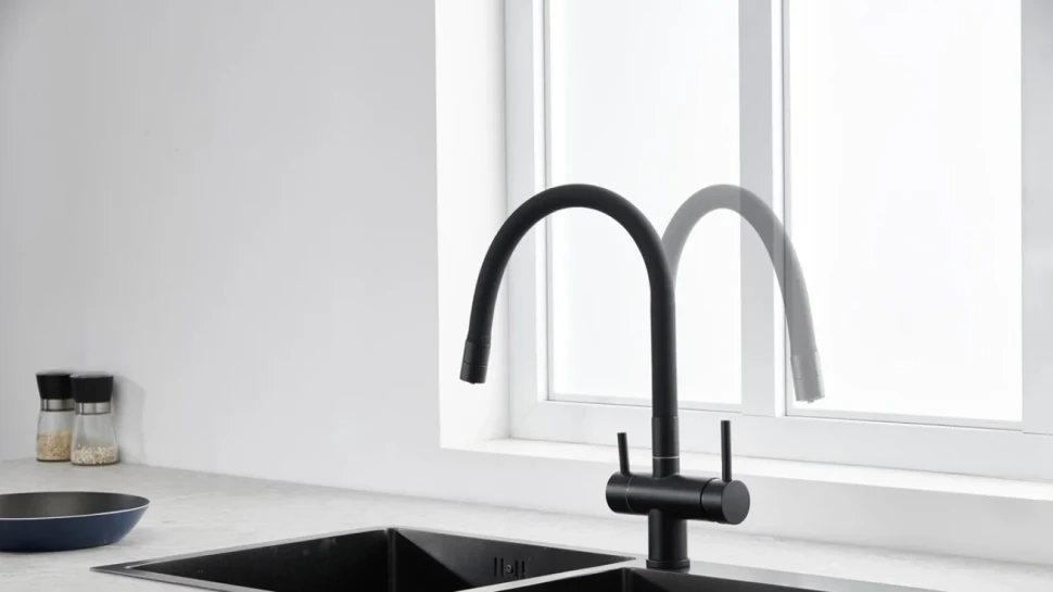 Смеситель для кухни Emar Steel ЕС - 3015 black