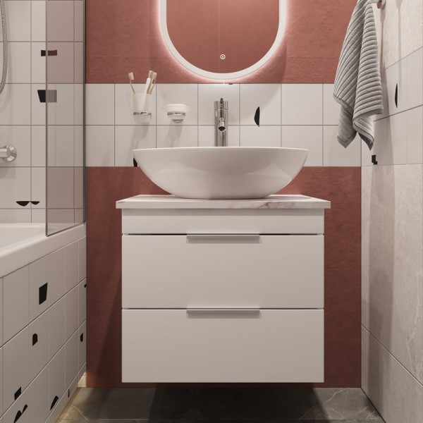 Тумба под раковину со столешницей STWORKI Копенгаген 60 белая, сатиновая белая