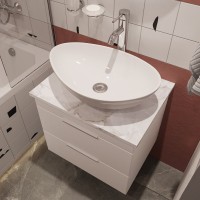 Тумба под раковину со столешницей STWORKI Копенгаген 60 белая, сатиновая белая