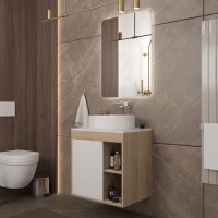 Тумба подвесная Teymi Nura 60, дуб эврика/белый матовый T60527