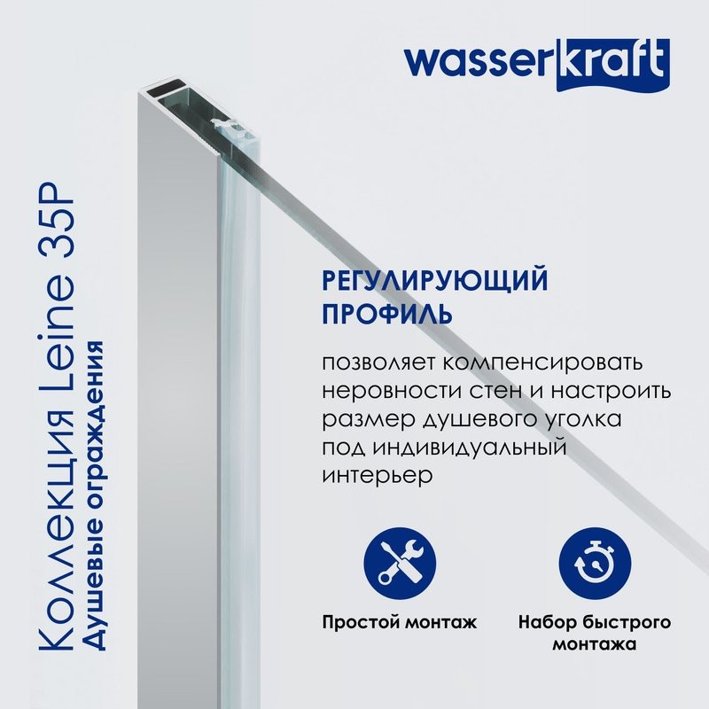 Душевой уголок Wasserkraft Leine 35P11 90x90 см