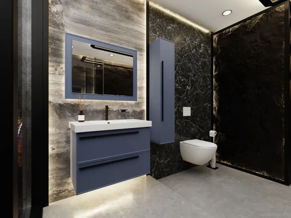Тумба под раковину La Fenice ELBA Twin Blu Grigio синяя матовая 100 см