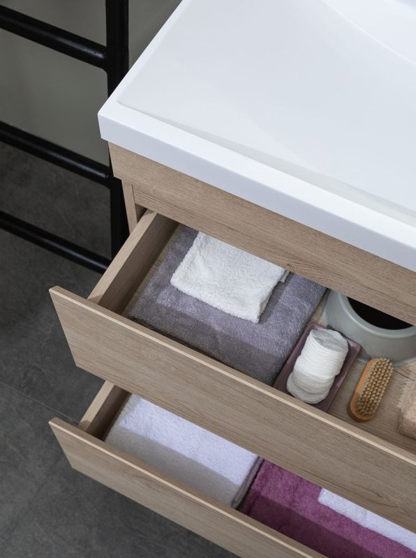 Тумба под раковину без столешницы Aquanet Нота new 100 подвесная, дуб светлый