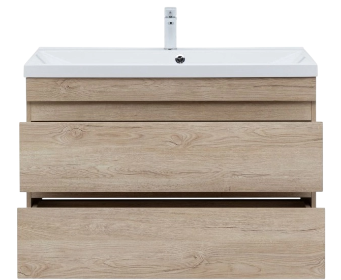 Тумба под раковину без столешницы Aquanet Нота new 100 подвесная, дуб светлый