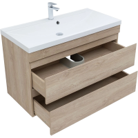 Тумба под раковину без столешницы Aquanet Нота new 100 подвесная, дуб светлый