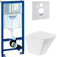 Комплект Унитаз подвесной BelBagno Marmi + Крышка BB052SC с микролифтом + Инсталляция Grohe Rapid SL 38772001 3 в 1 с кнопкой смыва + Звукоизоляция