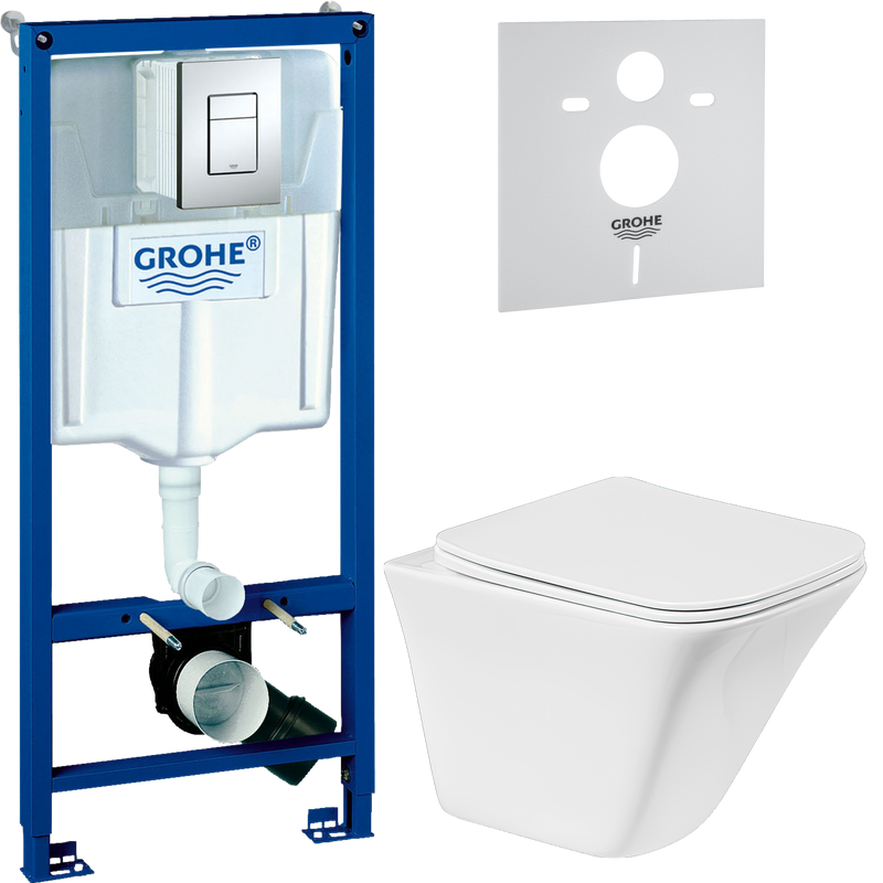 Комплект Унитаз подвесной BelBagno Marmi + Крышка BB052SC с микролифтом + Инсталляция Grohe Rapid SL 38772001 3 в 1 с кнопкой смыва + Звукоизоляция
