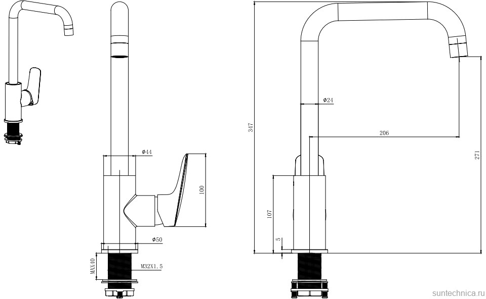 Смеситель для кухни AQUATEK Вега AQ1081CR хром
