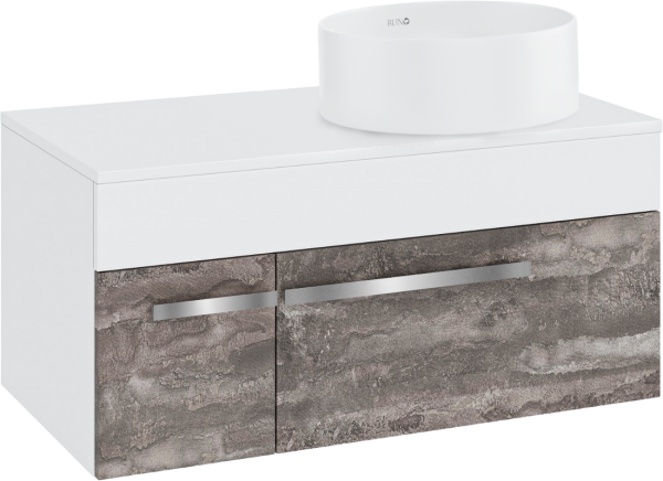Тумба с раковиной Runo Вудлайн 85 подвесная, железный камень, раковина Palla 40