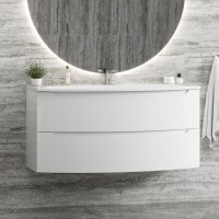 Тумба с раковиной Belux Ганновер 120 подвесная, белая глянцевая, 2 ящика