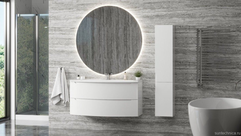 Тумба с раковиной Belux Ганновер 120 подвесная, белая глянцевая, 2 ящика