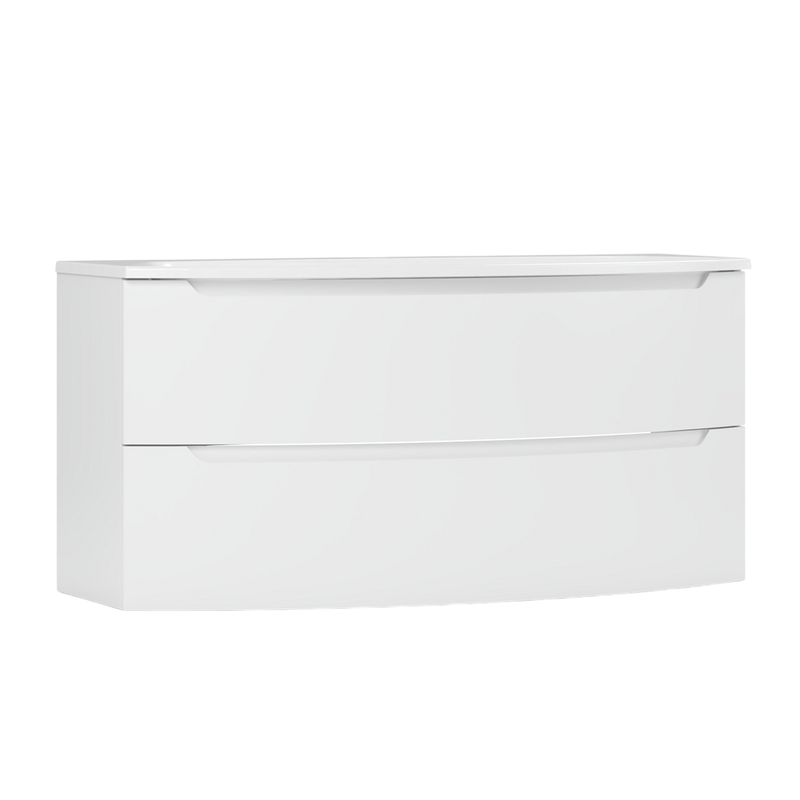 Тумба с раковиной Belux Ганновер 120 подвесная, белая глянцевая, 2 ящика