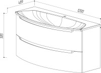 Тумба с раковиной Belux Ганновер 120 подвесная, белая глянцевая, 2 ящика