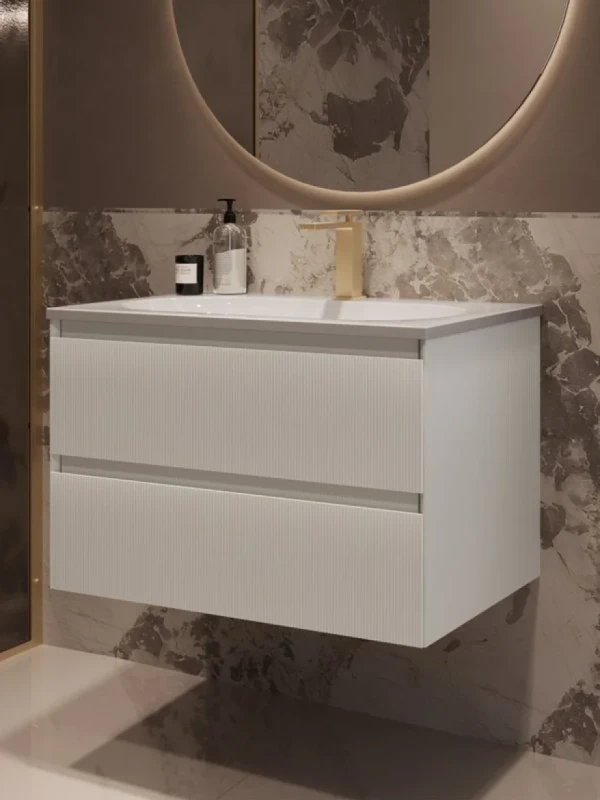 Тумба с раковиной Vincea Welle 80 m.white soft-touch, раковина VCB-4H800W белая