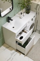 Мебель для ванной комнаты Aqwella Duet 53 L напольная, под стиральную машину, белая