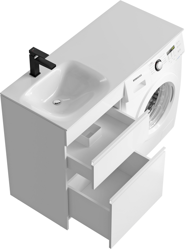 Мебель для ванной комнаты Aqwella Duet 53 L напольная, под стиральную машину, белая