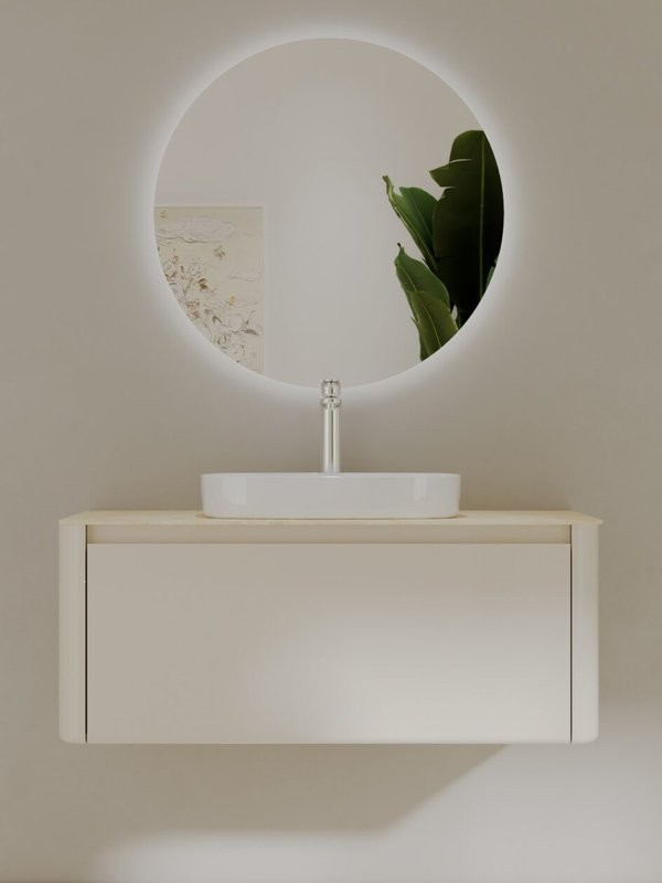 Тумба с раковиной Black&White U915.1000 подвесная, глянцевая бежевая