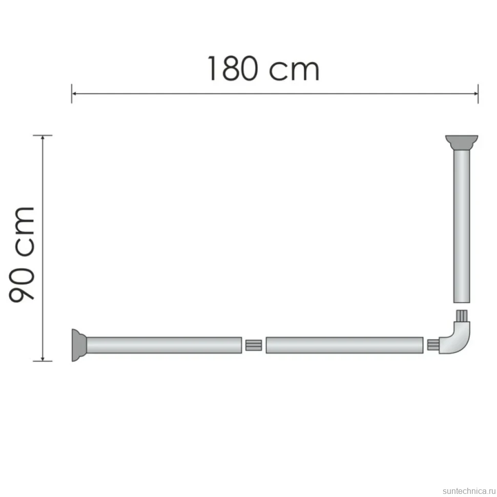 Угловой карниз для ванны Wasserkraft Kammel SC-839018 180x90 см, Г-образный, глянцевый белый