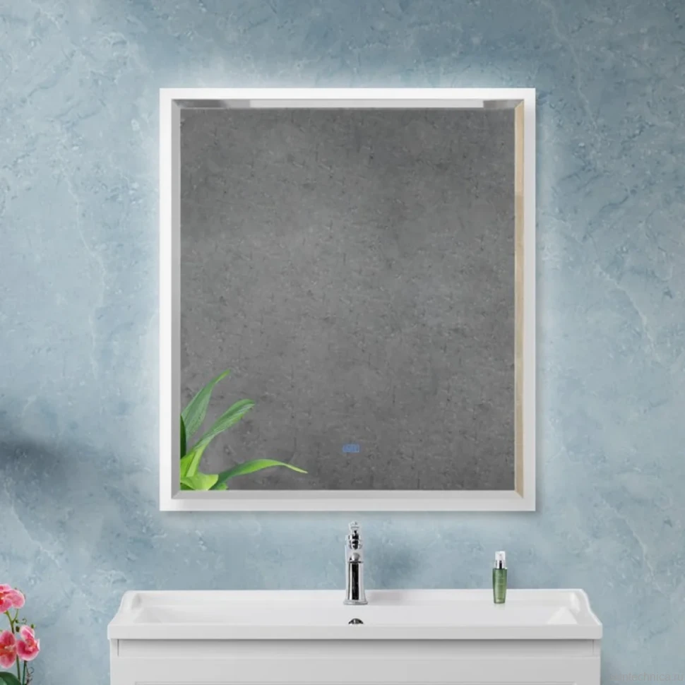 Зеркало Cezares Interni 80x90 с подсветкой, с антизапотевателем, белое
