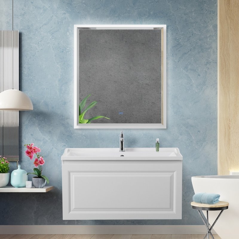 Зеркало Cezares Interni 80x90 с подсветкой, с антизапотевателем, белое