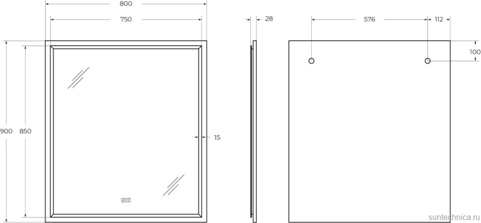 Зеркало Cezares Interni 80x90 с подсветкой, с антизапотевателем, белое