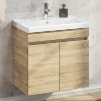 Тумба под раковину без столешницы Comforty Тромсе 60 подвесная, дуб сонома