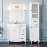 Мебель для ванной комнаты ValenHouse Эллина 80 белая, фурнитура бронза