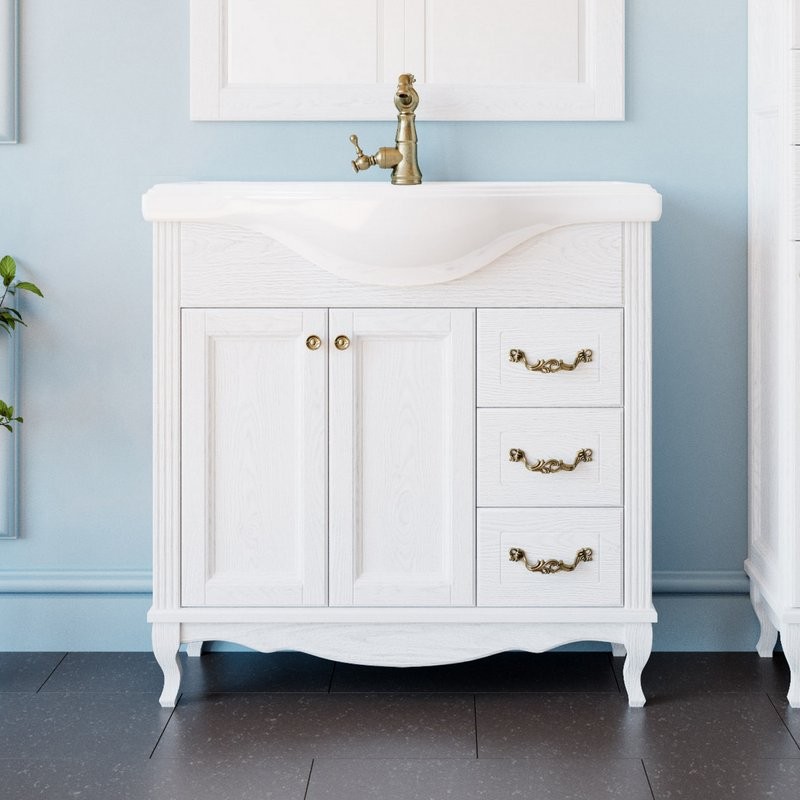 Мебель для ванной комнаты ValenHouse Эллина 80 белая, фурнитура бронза