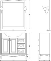 Мебель для ванной комнаты ValenHouse Эллина 80 белая, фурнитура бронза