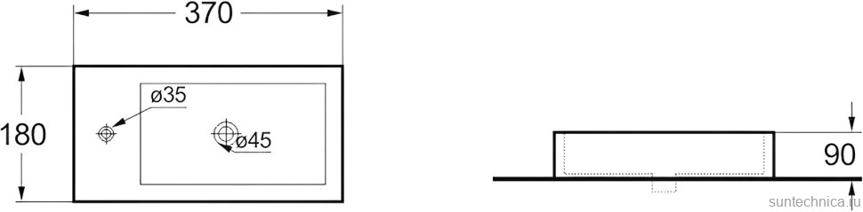 Раковина маленькая в туалет Vincea VBS-133L 37 левый