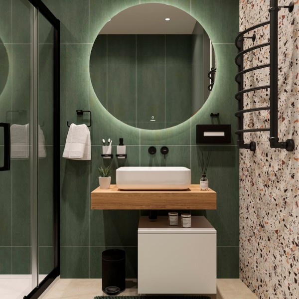 Мебель для ванной комнаты STWORKI Ольборг 80 столешница дуб французский, без отверстий, с тумбой 50, с раковиной STWORKI Soul 1 белой