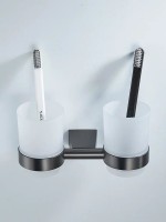 Стакан для зубных щеток / стакан для ванной комнаты двойной Shevanik SG5722T, оружейная сталь Стакан для зубных щеток / стакан для ванной комнаты двойной Shevanik SG5722T, оружейная сталь