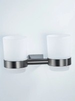 Стакан для зубных щеток / стакан для ванной комнаты двойной Shevanik SG5722T, оружейная сталь Стакан для зубных щеток / стакан для ванной комнаты двойной Shevanik SG5722T, оружейная сталь