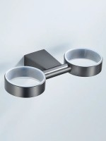 Стакан для зубных щеток / стакан для ванной комнаты двойной Shevanik SG5722T, оружейная сталь Стакан для зубных щеток / стакан для ванной комнаты двойной Shevanik SG5722T, оружейная сталь