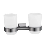 Стакан для зубных щеток / стакан для ванной комнаты двойной Shevanik SG5722T, оружейная сталь Стакан для зубных щеток / стакан для ванной комнаты двойной Shevanik SG5722T, оружейная сталь