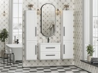 Шкаф-пенал для ванной Misty Модерн 35 L с бельевой корзиной, матовый белый