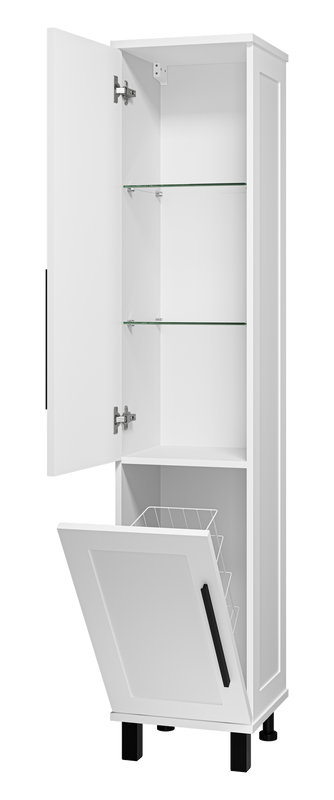 Шкаф-пенал для ванной Misty Модерн 35 L с бельевой корзиной, матовый белый