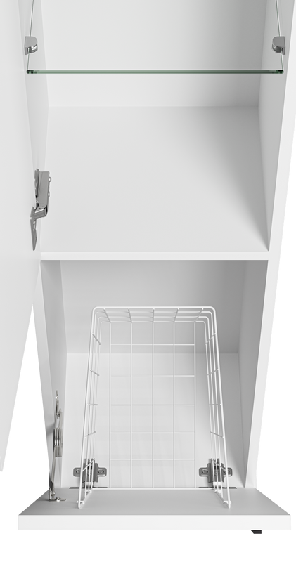 Шкаф-пенал для ванной Misty Модерн 35 L с бельевой корзиной, матовый белый