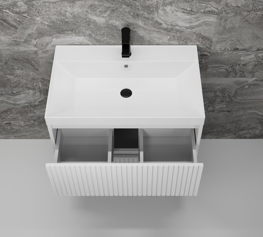 Тумба с раковиной Style Line Стокгольм 70 подвесная, белый рифленый софт