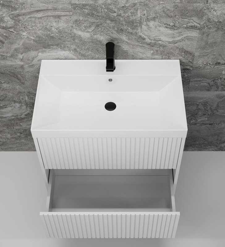 Тумба с раковиной Style Line Стокгольм 70 подвесная, белый рифленый софт