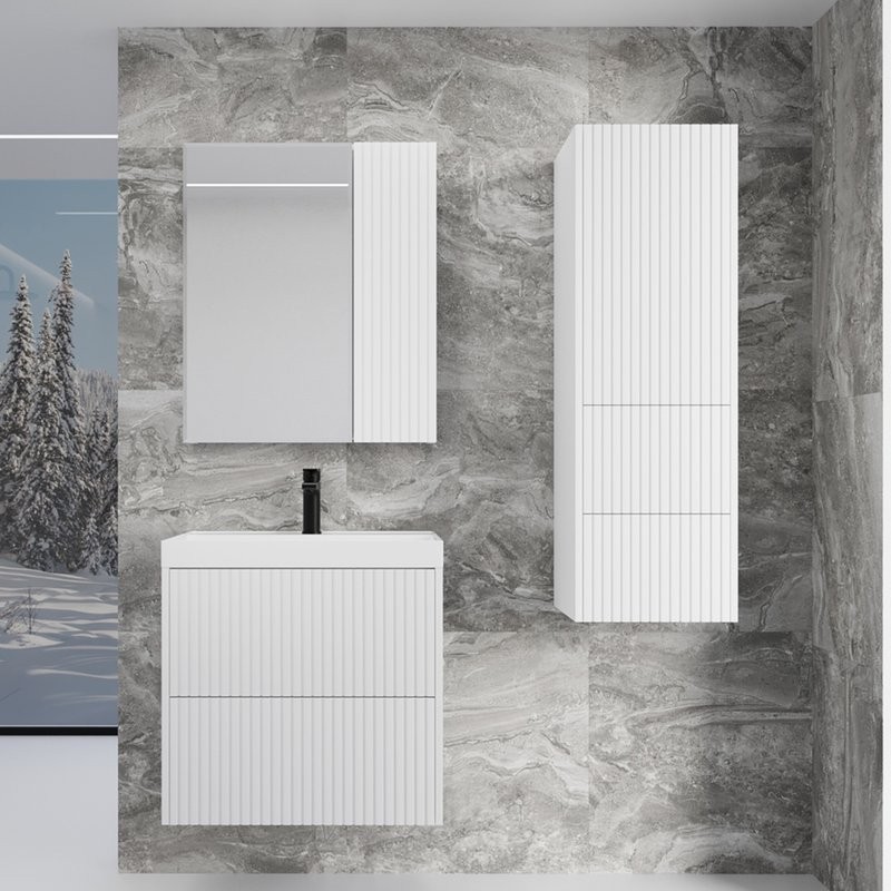 Тумба с раковиной Style Line Стокгольм 70 подвесная, белый рифленый софт